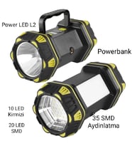 F-262 Yeni Güçlü Çift Taraflı Taşınabilir Spot Ve Işıldak Usb Powerbank Şarjlı Fener
