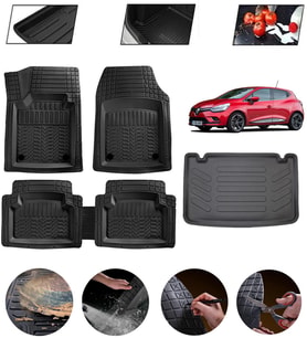 Renault Clio 4 Hatchback 2012-2019 Uyumlu Paspas Araca Özel Bagaj Havuzu MBS Siyah