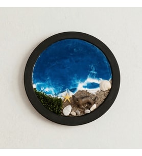 Dek-2140 Mavi Huzur Serisi: Fok ve Deniz Temalı 3D Reçine Tablo (20x20 cm)