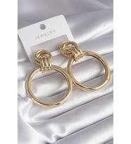 Pirinç Gold Renk Düğüm Halka Model Kadın Küpe