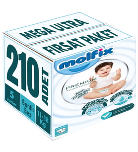 Molfix Premium Bebek Bezi Beden:5 (11-18KG) Junior 210 Adet Mega Ultra Fırsat Pk