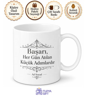 İlham Verici Sözler Baskılı Porselen Kupa Bardak Motivasyon Hediye