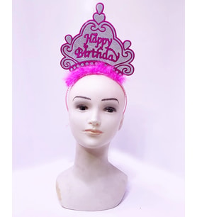 Happy Birthday Neon Pembe Renk Doğum Günü Tacı 24x15 Cm