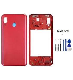 Samsung Galaxy A20 - SM-A205F FULL Kasa Arka Kapak Takım KIRMIZI - TAMİR SETİ