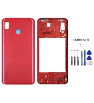 Samsung Galaxy A20 - SM-A205F FULL Kasa Arka Kapak Takım KIRMIZI - TAMİR SETİ