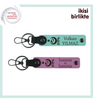 Romantik Ruhlara Vatan Temalı Şık – Ayyıldız Kurt Göktürk Desenli Anahtarlık Hediyesi, Turkuaz-Pembe (Çok Renkli)