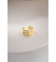 925 Ayar Gümüş Gold Kaplama 3 Sıra Sade Model Kıkırdak Küpe