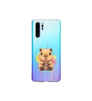 Huawei P30 Pro ile Uyumlu Splash Kapibara Tasarımlı Şeffaf Silikon Kılıf