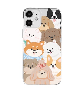 Iphone 12 Uyumlu Sevimli Köpekler Tasarımlı Şeffaf Telefon Kılıfı