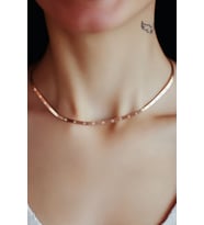 925 Ayar Gümüş Rose Kaplama Desenli Italyan Ezme Zincir Kolye