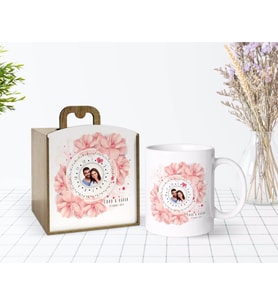 BK Gift Kişiye Özel Ahşap Kutuda Fotoğraflı Tarihli Sonsuz Takvim Beyaz Kupa Bardak-2