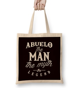 Abuelo Man Myth Legend Grandfather Granddad Grandpa Family Bez Çanta Uzun Saplı