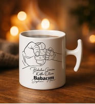 BK Gift Kişiye Özel Babalar Günü Tasarımlı Hammer Kulplu Beyaz Kupa Bardak-4, Babalar Günü Hediyesi, Babalara Hediye