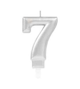 7 Rakamı Mum Gümüş Renk