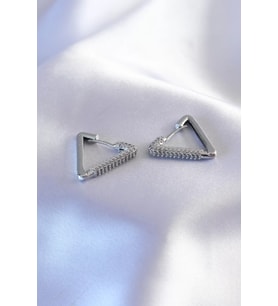 Gümüş Renk Zirkon Taşlı Üçgen Model Kadın Küpe - TJ-BKP7238