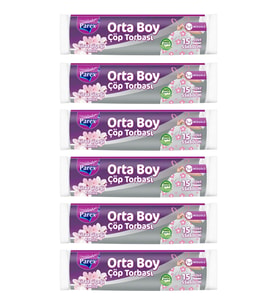 Büzgülü Çöp Torbası Kiraz Çiçeği Kokulu 15'li Orta Boy 55 x 60 cm Altılı Paket