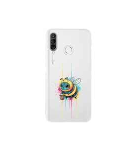 Huawei P30 Lite ile uyumlu Splash arı tasarımlı şeffaf silikon kılıf