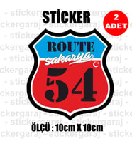54 sakarya memleket rota gidiş etiket sticker çıkartma - 2 adet - motosiklet araba otomobil kamyon kamyonet cam uyumlu