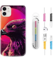 Apple iPhone 11 12 13 Mini Kılıf Kablo Koruma Spiral Silikon Red Eagle 1752