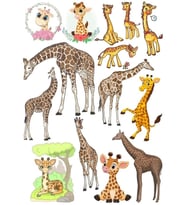 Zürafa Sticker Set-1 13 Parça Telefon, Tablet, Defter, Laptop Sticker