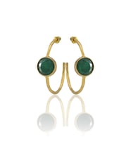 Kadir Jewellery 22 Ayar Altın Kaplama Kadın Taşlı Küpe -El İşçiliği Ve Hipoalerjenik Küpe (K.Yeşil)