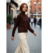 Kadın Oversize Balıkçı Yaka Basic Triko Kazak Kışlık Soğuk Havalar İçin İdeal Şıklık Ve Rahatlık