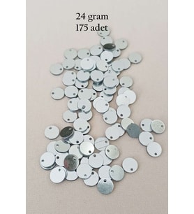 Oya Abiye Bileklik Kolye Pleksi Metalik Plastik Pul Gümüş Renk 24 gram 255 adet - BNC583