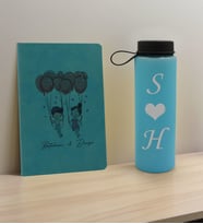 BK Gift Sevgiliye Özel İsimli Turkuaz Defter ve Cam Matara Hediye Seti-2, Sevgiliye Hediye, Sevgililer Günü, Yeni İş Hediyesi