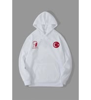 10 Kasıma Özel Üç İplik Kapşonlu Baskılı SweatShirt - Beyaz