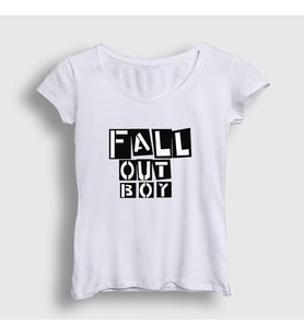 Presmono Kadın Beyaz Boxes Fall Out Boy T-Shirt 62067tt (Beyaz)