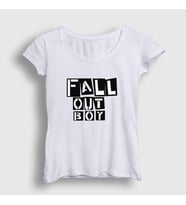 Presmono Kadın Beyaz Boxes Fall Out Boy T-Shirt 62067tt (Beyaz)