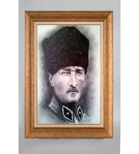 Çerçeveli Paspartulu Atatürk Tablo a194 (Gold)