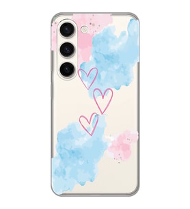 Samsung Galaxy S23 Uyumlu Kalp Desenli Şeffaf Telefon Kılıfı