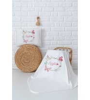 Pia Baby Premium %100 Pamuk Çift Kat Penye Battaniye ve Yastık Kılıfı Yenidoğan Kız Bebek Hediyesi 5070-10 (Ekru)