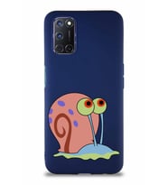 Oppo A72 Soft Premier Kapak Salyangoz Gary Tasarımlı Silikon Kılıf - Lacivert (Şeffaf)