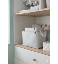 Gri Çizgili Çok Amaçlı Dolap İçi Oyuncak  Saklama Kutusu Sepeti Organizer 2'li 18x22x30-37x27x25 (Standart)