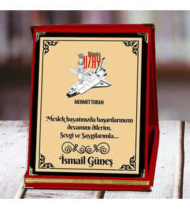 Uzay Mühendisi Baskılı Plaket (1. Tasarım)  Kişiye Özel (Kırmızı)