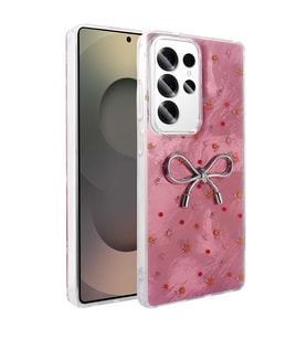 Samsung Galaxy S25 Ultra Uyumlu Kılıf Kamera Korumalı Figürlü Zore Ponti Silikon Kapak (Açık Pembe)