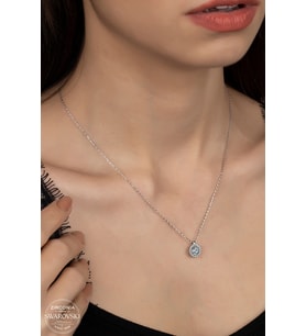 SWAROVSKİ CRYSTAL TEK TAŞ  925 AYAR GÜMÜŞ KOLYE