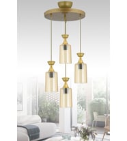 Sarkıt Tepsi Eskitme 4'lü Boru Mika Bal Camlı Modern Avize