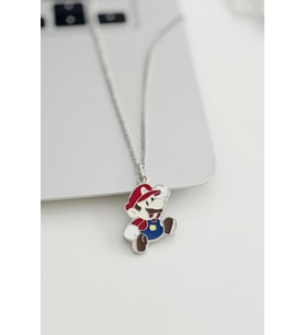 Süper Mario Patron Kolye (Gümüş)