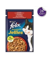 Felix Sensation Sığır & Domatesli Kedi Yaş Mama 85 Gr*26 Adet (Kahverengi)
