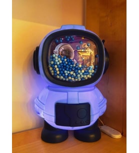 Işıklı Astronot Tasarımlı Kumbara 11 cm x 11 cm 17,6 cm Mavi Renk