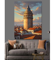 Galata Kulesi Ve İstanbul Şehri Dekoratif Kanvas - Mdf Ahşap Tablo