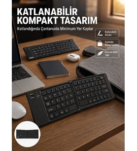 Kablosuz Katlanabilir Bluetooth Klavye Telefon Tablet Bilgisayar Uyumlu