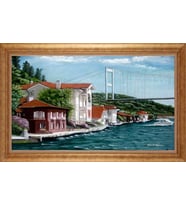 Çerçeveli Paspartulu Manzara Tablo bm1316 (Gold)