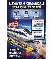 Sesli Işıklı Pilli 49 Parça Aksesuarlı İstasyon Özellikli Mıknatıs Vagonlu 265 cm Hızlı Tren Seti