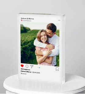 BK Gift Kişiye Özel İnstagram Tasarımlı Fotoğraflı İsimli Akrilik Çerçeve-1, Sevgiliye Hediye, Eşe Hediye, Arkadaşa Hediye