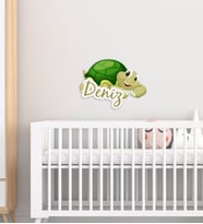 BK Gift Kişiye Özel Sevimli Kaplumbağa Tasarımlı Çocuk Odası Ahşap Duvar Süsü-1 (Beyaz)