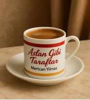 BK Gift Kişiye Özel Sarı Kırmızı Aslan Gibi Taraftar Tasarımlı Türk Kahvesi Fincanı-1, Taraftar Hediyesi, Doğum Günü Hediyesi, Arkadaşa Hediye